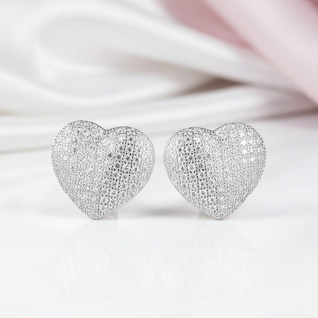 Diamond Option Heart Shape Earrings-Black Diamonds New York