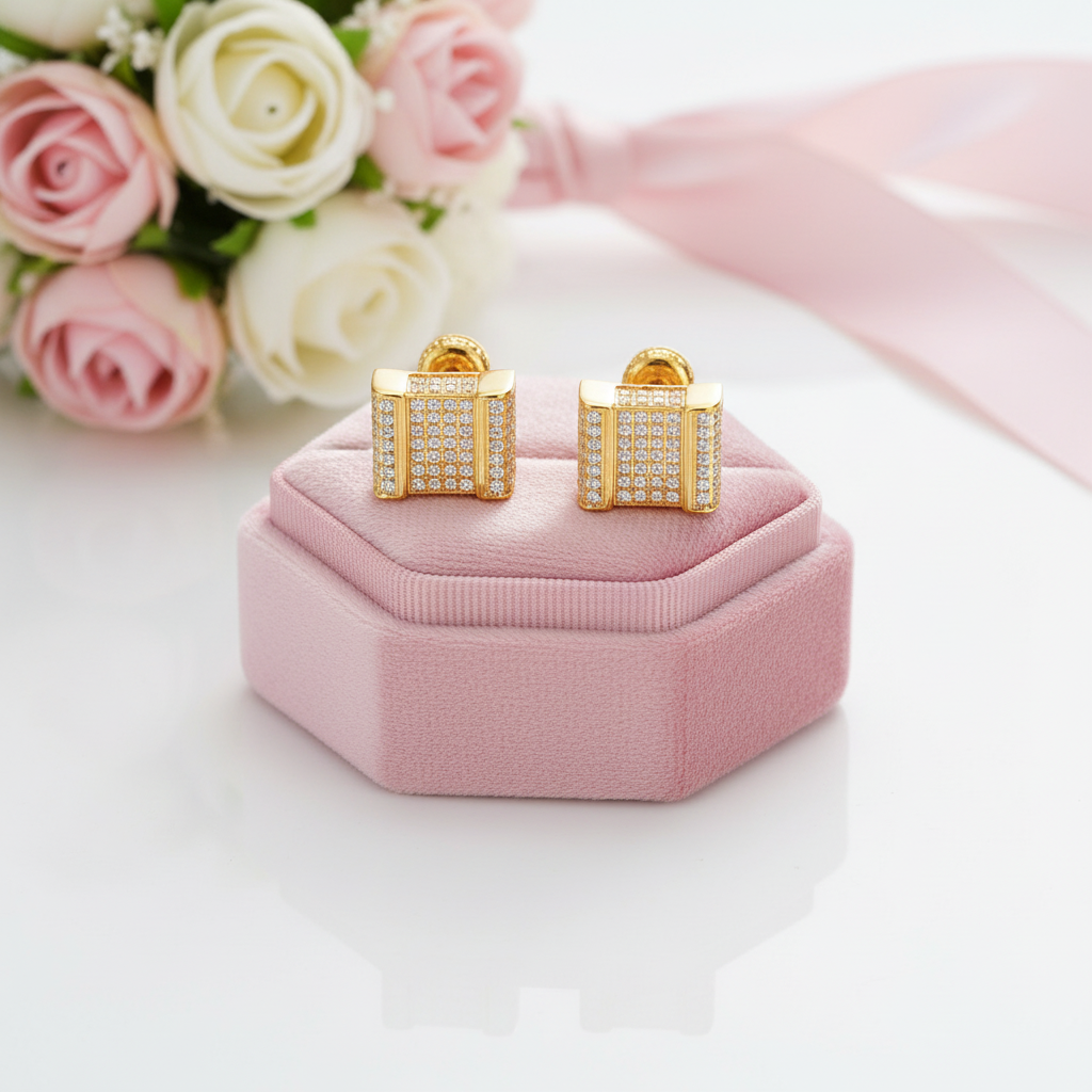 Diamond Option Square Stud Earrings-Black Diamonds New York