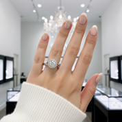 Diamond Halo Elegant Round Cut Vintage Promise Ring-Black Diamonds New York