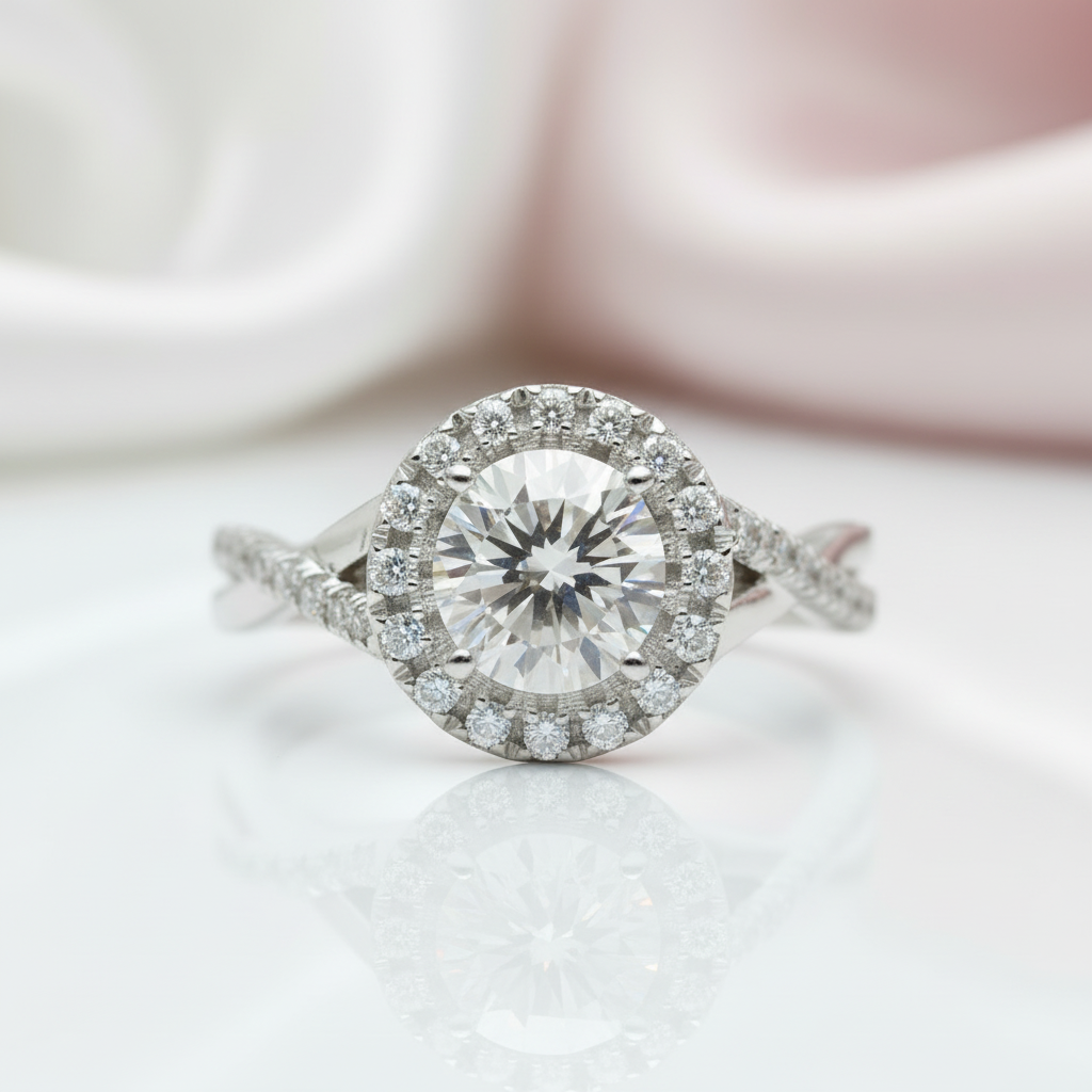 Diamond Option Halo Elegant Round Cut Vintage Promise Ring-Black Diamonds New York