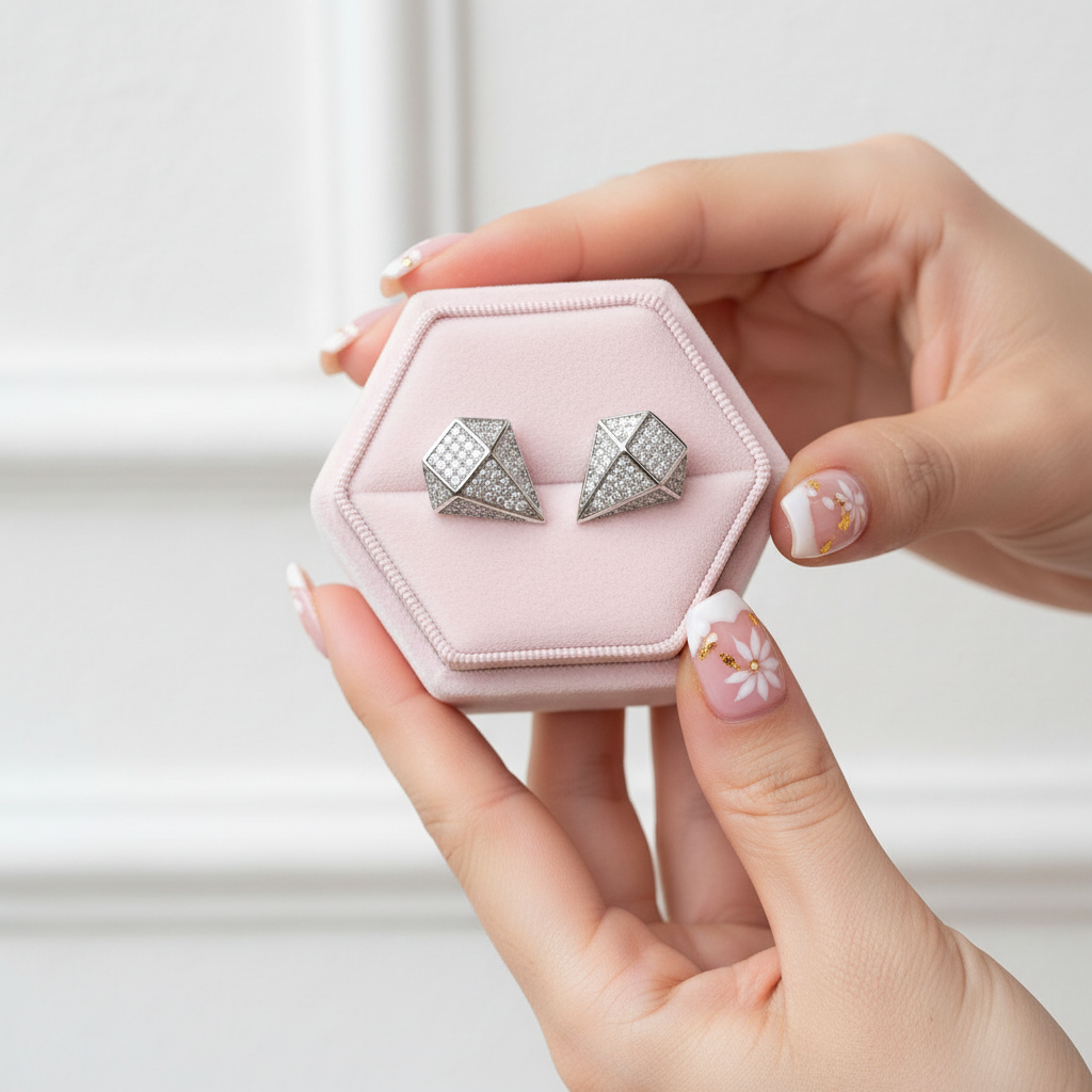 Diamond Option Rhombus Hip-Hop Earrings-Black Diamonds New York