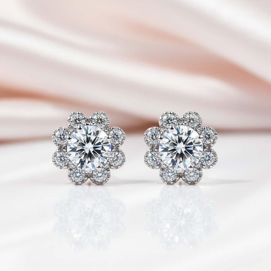Diamond Option Romantic Snowflake Stud Earrings-Black Diamonds New York