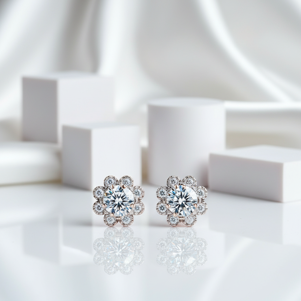 Diamond Romantic Snowflake Stud Earrings-Black Diamonds New York