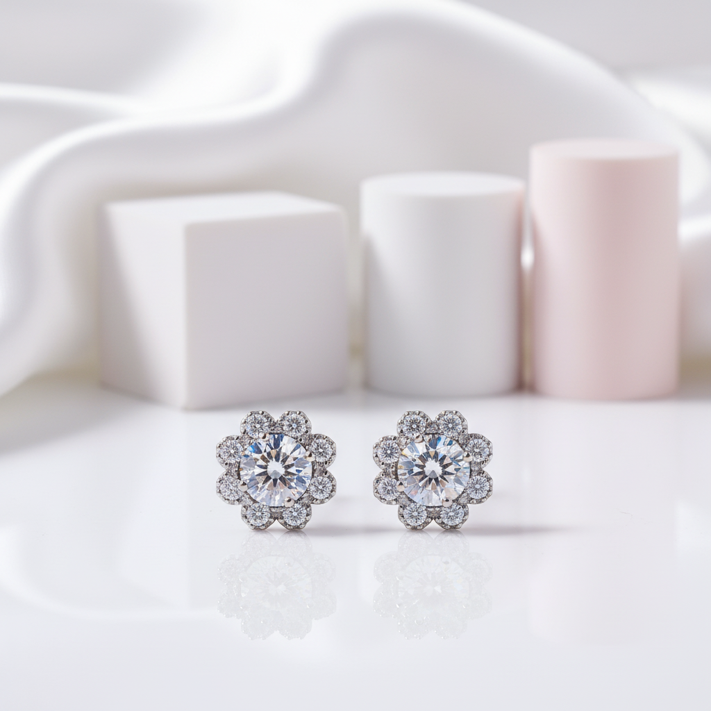 Diamond Romantic Snowflake Stud Earrings-Black Diamonds New York