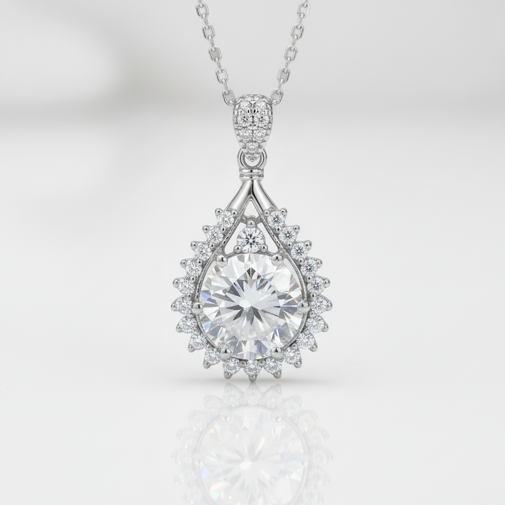 2.0 Ct Diamond Option Water Drop Shaped Pendant Necklace-Black Diamonds New York