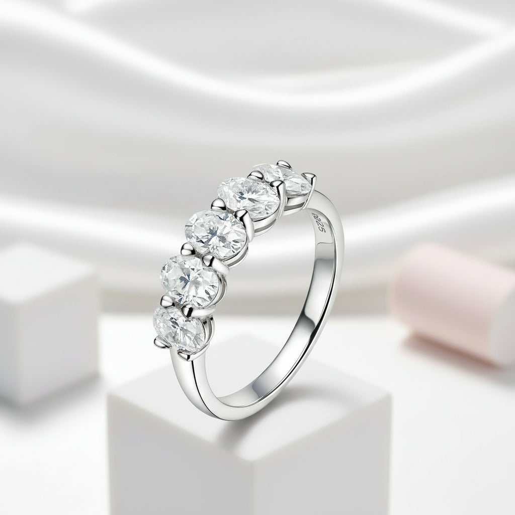 Half Eternity Oval Cut Diamond Wedding Band-Black Diamonds New York