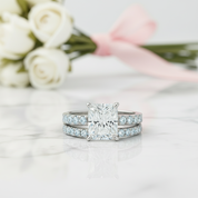 3ct Radiant Cut Diamond Bridal Ring Set-Black Diamonds New York