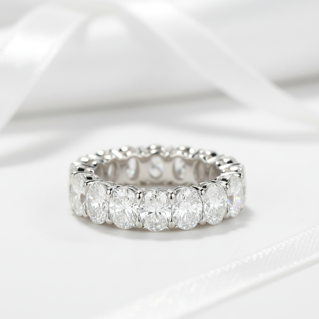 Half Eternity Oval Cut Diamond Wedding Band-Black Diamonds New York