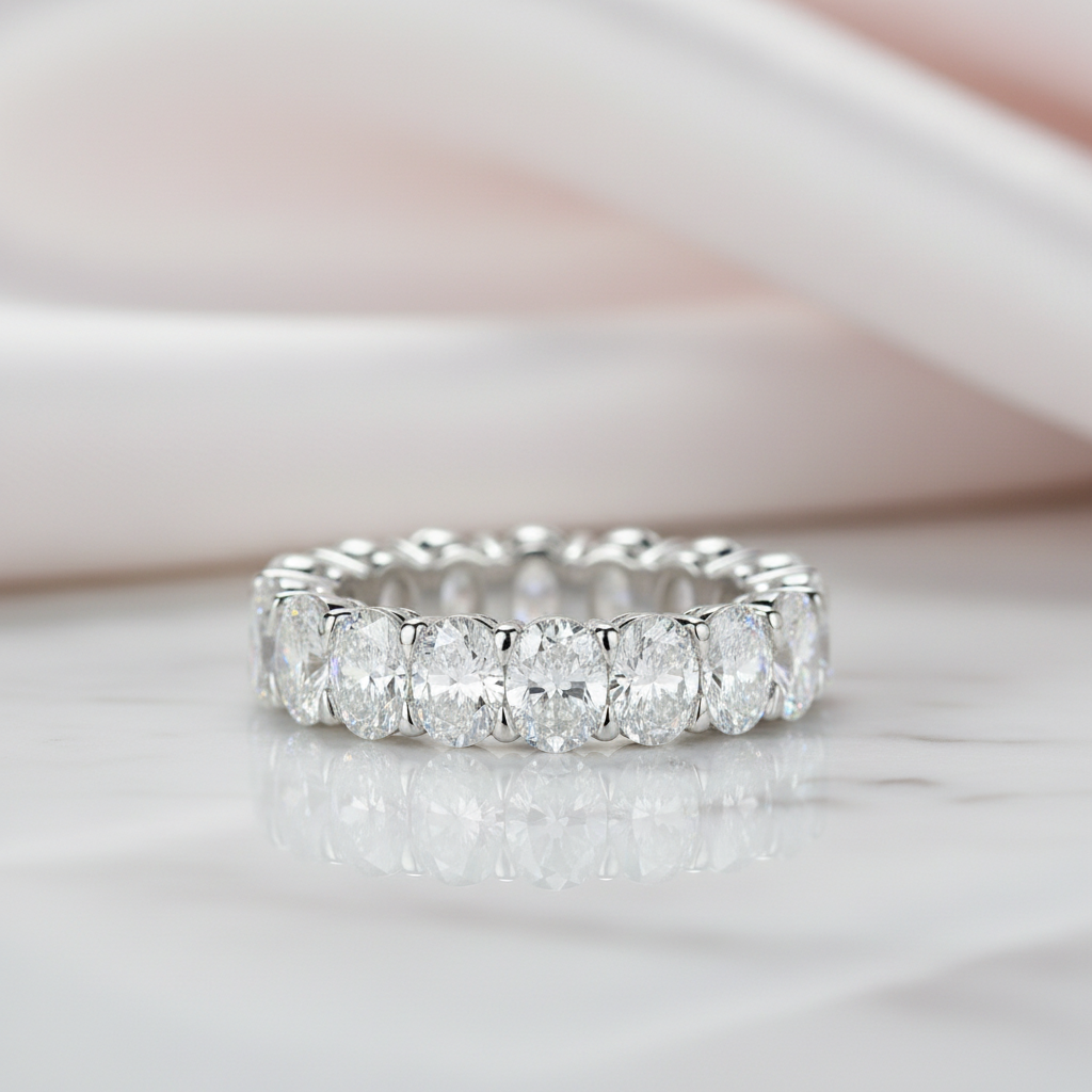 Half Eternity Oval Cut Diamond Wedding Band-Black Diamonds New York