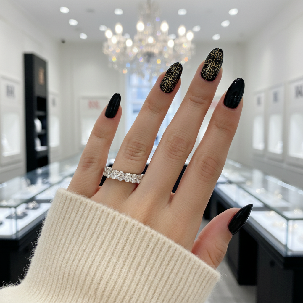 Half Eternity Oval Cut Diamond Option Wedding Band-Black Diamonds New York