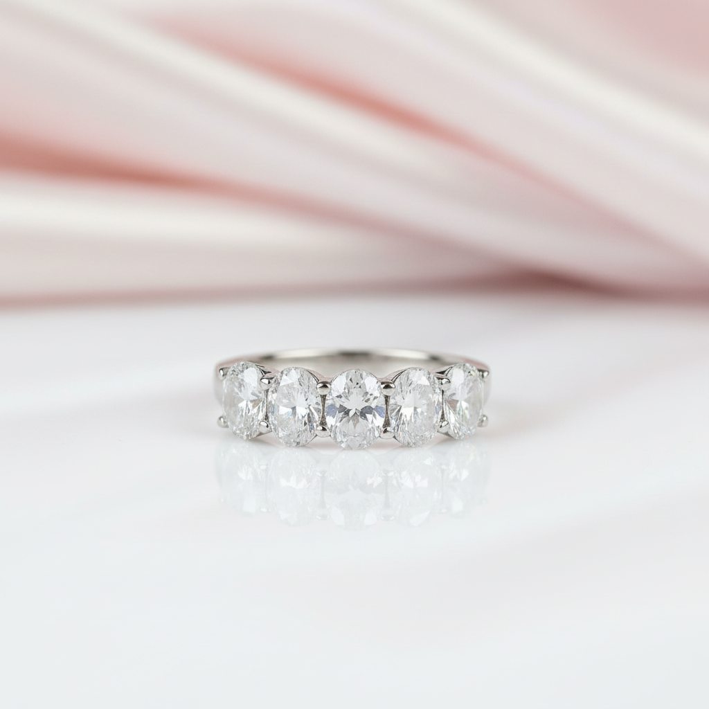 Half Eternity Oval Cut Diamond Option Wedding Band-Black Diamonds New York