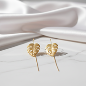 Monstera Leaves Drop Earrings-Black Diamonds New York