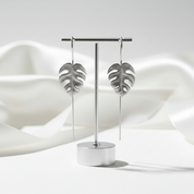 Monstera Leaves Drop Earrings-Black Diamonds New York