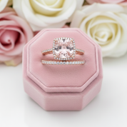 Morganite 5.0 Carat Cushion Cut Wedding Ring Set-Black Diamonds New York