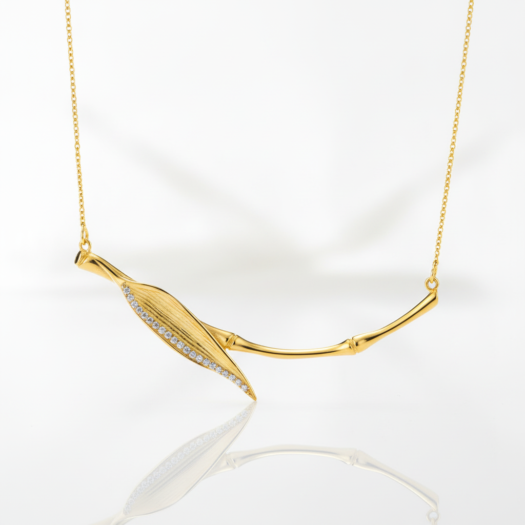 Morning Dew on Bamboo Leaf Necklace-Black Diamonds New York