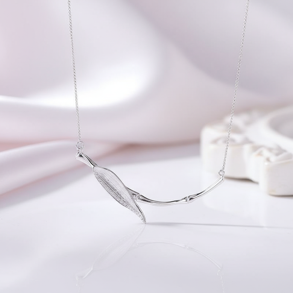 Morning Dew on Bamboo Leaf Necklace-Black Diamonds New York