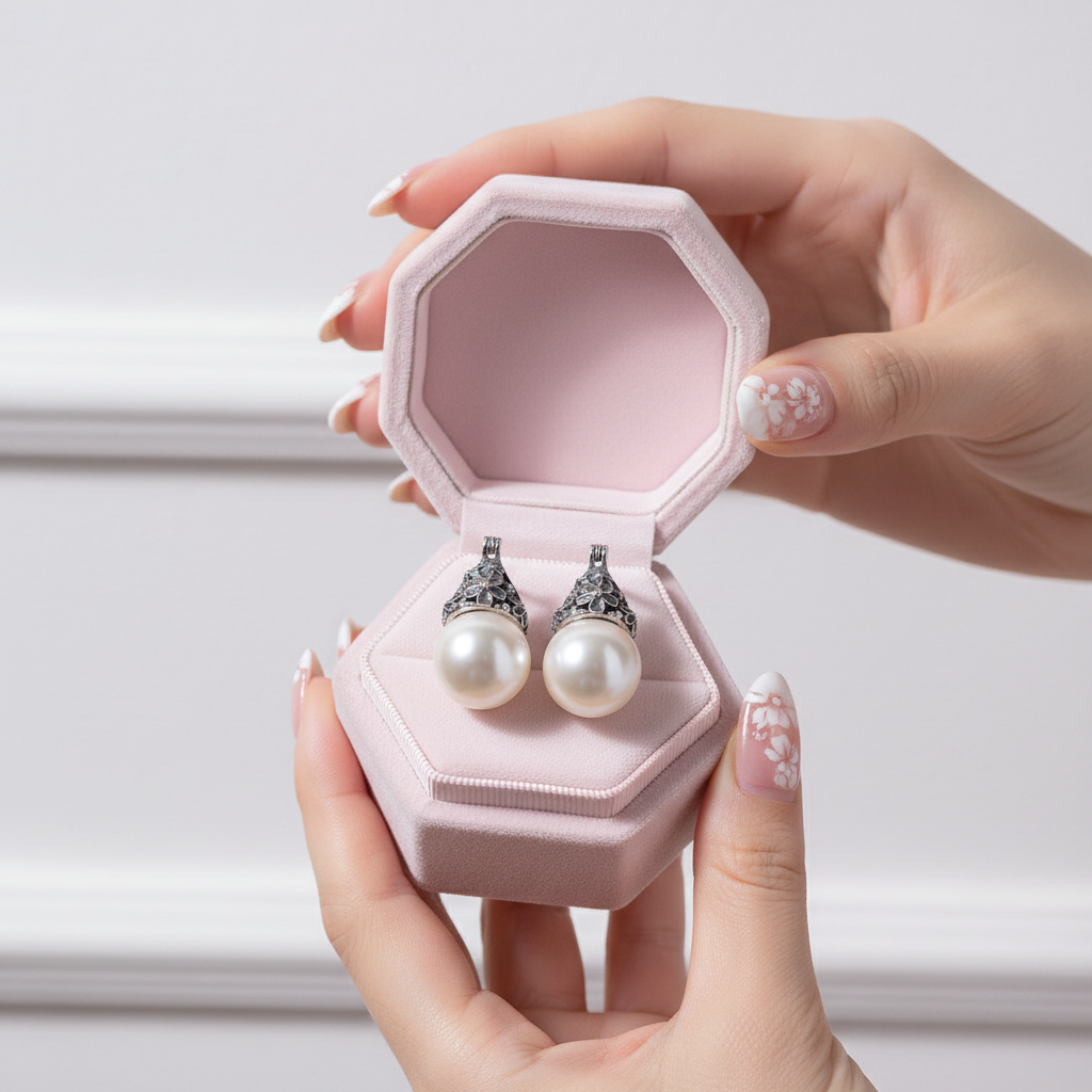 Mother of Pearl Forget-Me-Not Flower Drop Earrings-Black Diamonds New York