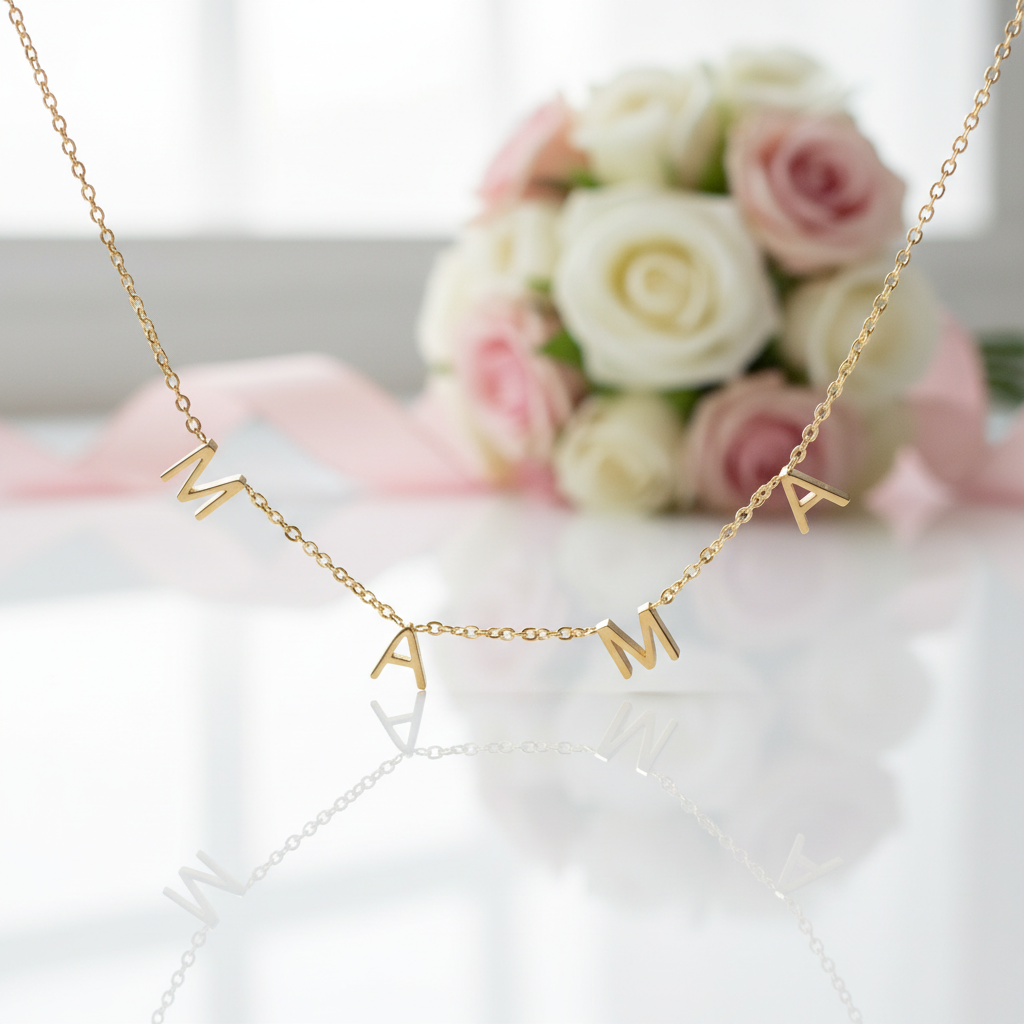 Mother's Day Mama Letter Pendant Necklace-Black Diamonds New York