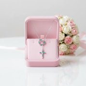 Multi Color Diamond Heart & Cross Pendant Necklace-Black Diamonds New York