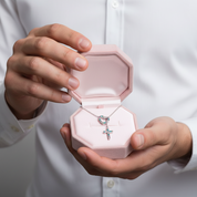 Multi Color Diamond Heart & Cross Pendant Necklace-Black Diamonds New York