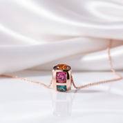 Multi Color Stone Circle Pendant Necklace-Black Diamonds New York
