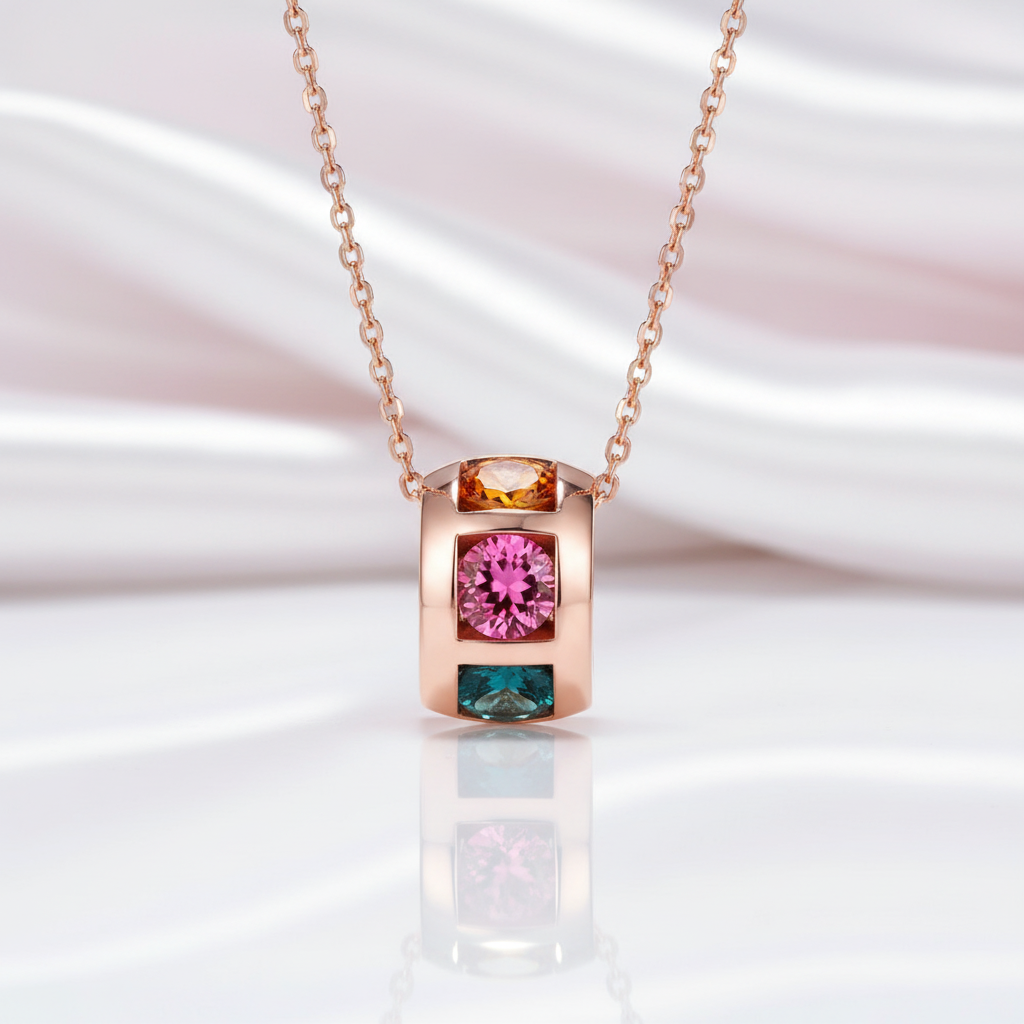 Multi Color Stone Circle Pendant Necklace-Black Diamonds New York