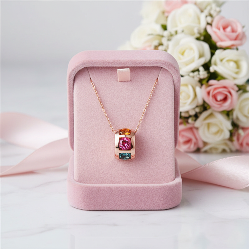 Multi Color Stone Circle Pendant Necklace-Black Diamonds New York