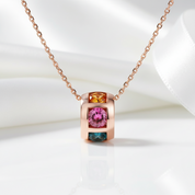 Multi Color Stone Circle Pendant Necklace-Black Diamonds New York