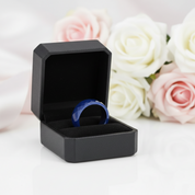 Multi-faceted Blue Ceramic Wedding Band-Black Diamonds New York