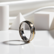 Multi-faceted Tungsten Carbide Wedding Ring Band with Diamond-Black Diamonds New York