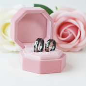 Multi-faceted Tungsten Carbide Wedding Ring Band with Diamond-Black Diamonds New York