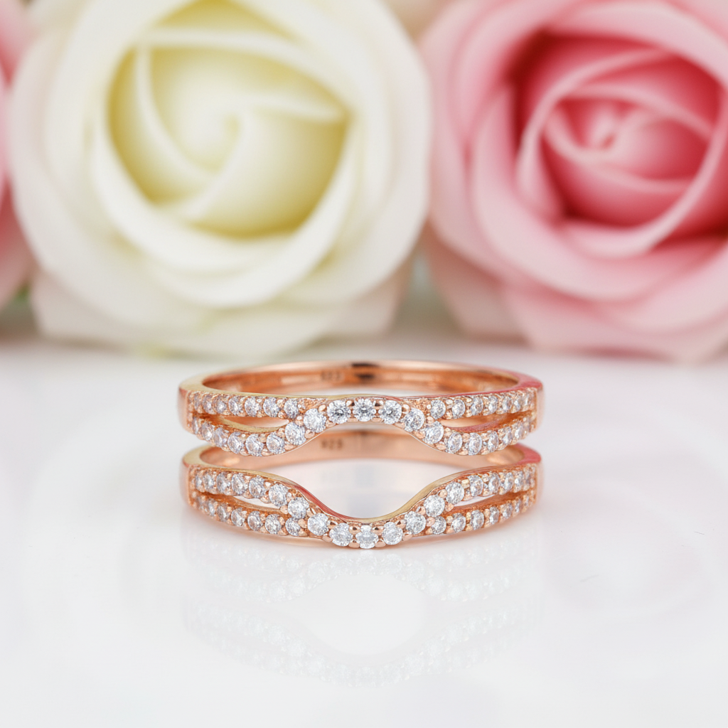 Multi-tone Hollow Wedding Ring with Diamonds-Black Diamonds New York