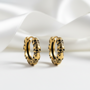 Multiple Skull Gothic Unisex Hoop Earrings-Black Diamonds New York