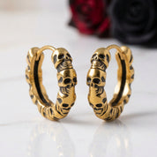 Multiple Skull Gothic Unisex Hoop Earrings-Black Diamonds New York