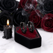 Multiple Skull Gothic Unisex Hoop Earrings-Black Diamonds New York