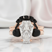 My Ever After Ring - Coffin Cut Diamond Option with Skulls, Bat and Roses Promise Ring-Black Diamonds New York