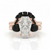 My Ever After Ring - Coffin Cut Diamond Option with Skulls, Bat and Roses Promise Ring-Black Diamonds New York