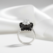 My Ever After Ring with Coffin Cut Diamond Option with Skulls, Bat and Roses Promise Ring-Black Diamonds New York