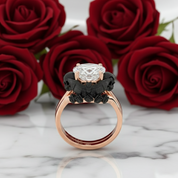 My Ever After Ring - Coffin Cut Diamond with Skulls, Bat and Roses Promise Ring-Black Diamonds New York
