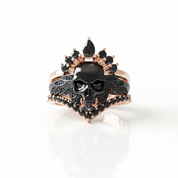 My Queen- 3pc Rose Gold Black Diamond Option Gothic Ring