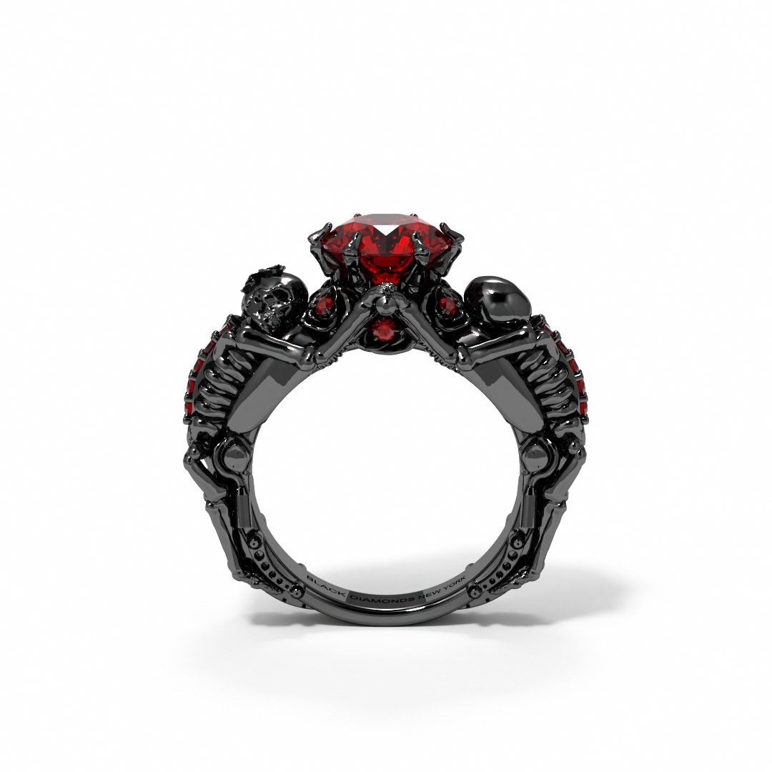 My Ride or Die Promise Ring (Biker Series)- 1.5 ct Round Cut Diamond Gothic Ring - Black Diamonds New York