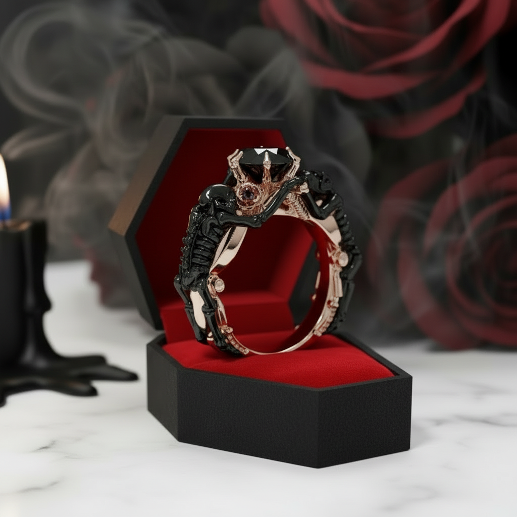 My Ride or Die Promise Ring (Biker Series)- 1.5 Ct Round Cut Diamond Gothic Ring-Black Diamonds New York