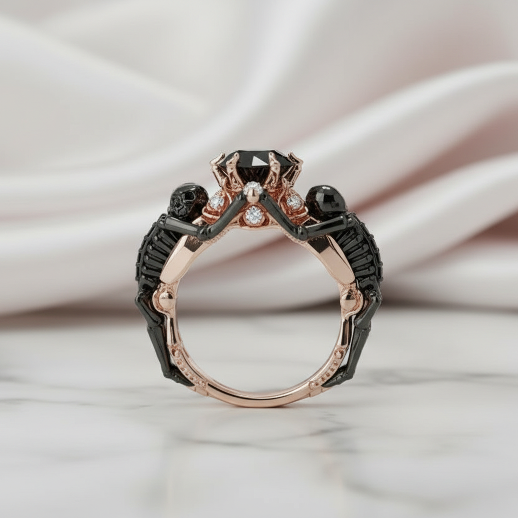 My Ride or Die Promise Ring (Biker Series)- 1.5 Ct Round Cut Diamond Gothic Ring-Black Diamonds New York