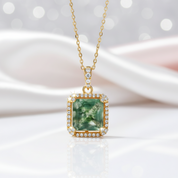 Natural 9*9mm Green Moss Agate Necklace
