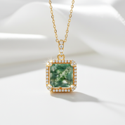 Natural 9*9mm Green Moss Agate Necklace