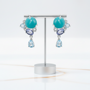 Round Cut Amazonite Drop Earrings-Black Diamonds New York