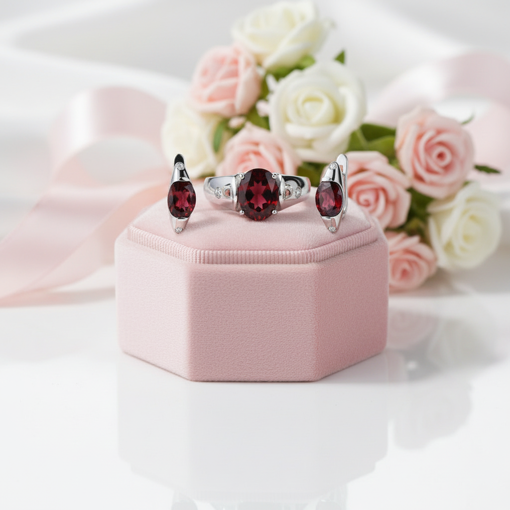 Amethyst Gemstone Ring and Earrings Jewelry Set-Black Diamonds New York