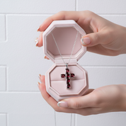 Natural Amethyst with Topaz Gemstone Cross Necklace-Black Diamonds New York