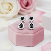 Natural Black Garnet Antique Style Drop Earrings-Black Diamonds New York