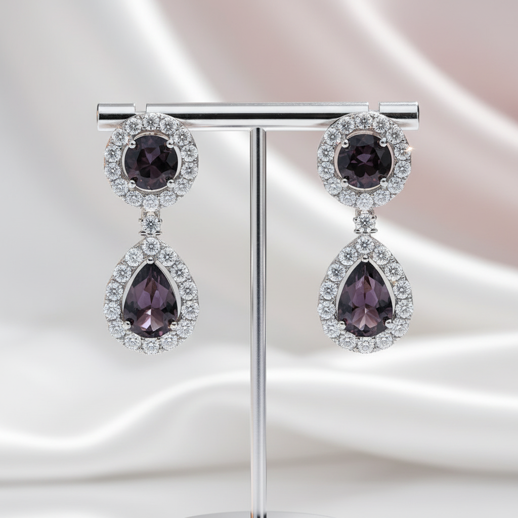 Black Garnet Antique Style Drop Earrings-Black Diamonds New York